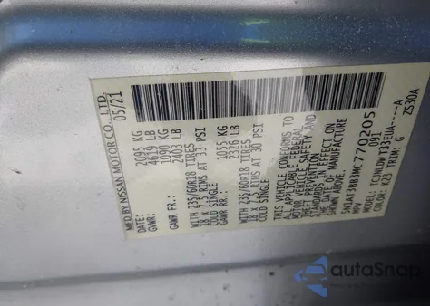 2021 Nissan Rogue Sv Intelligent Awd z USA, uszkodzony, nr VIN 5N1AT3BB3MC770205